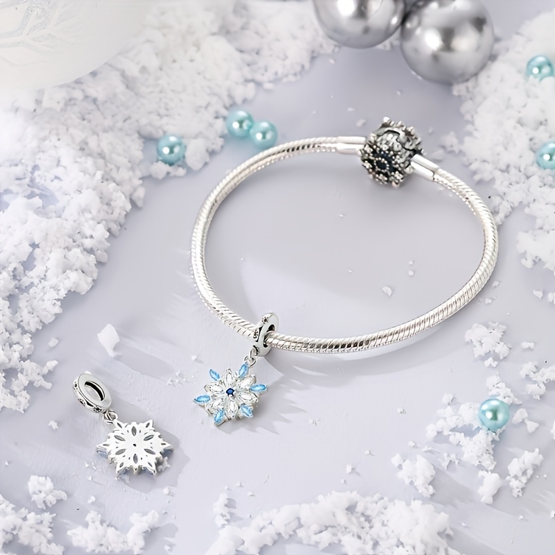Women's 925 Silver Plated Frost Snowflake Pendant Charm